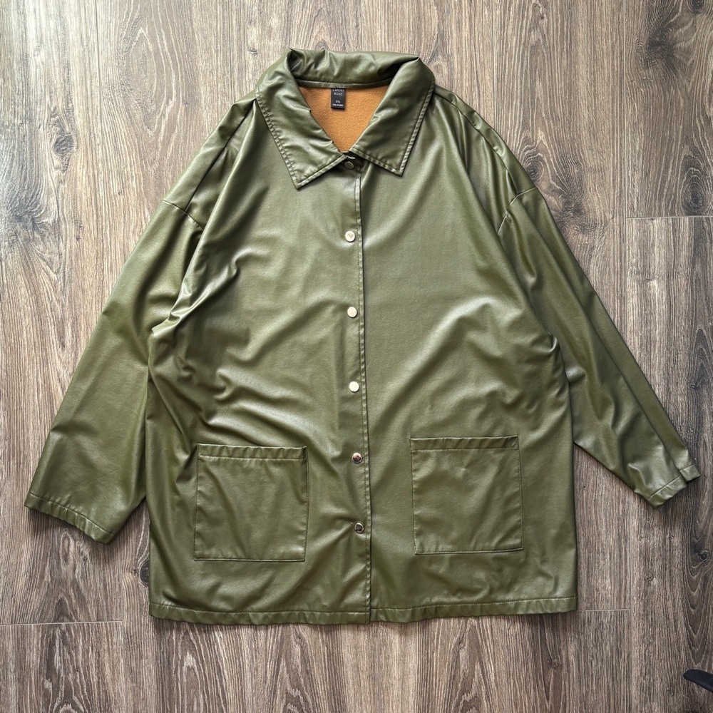 EMERY ROSE women’s 3XL faux leather olive green jacket